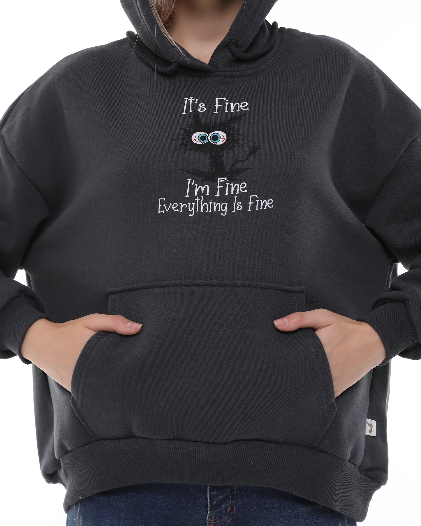 I'm Fine Everything Fine  Print Fleece  Cotton Women Long Sleeve  Hoodie