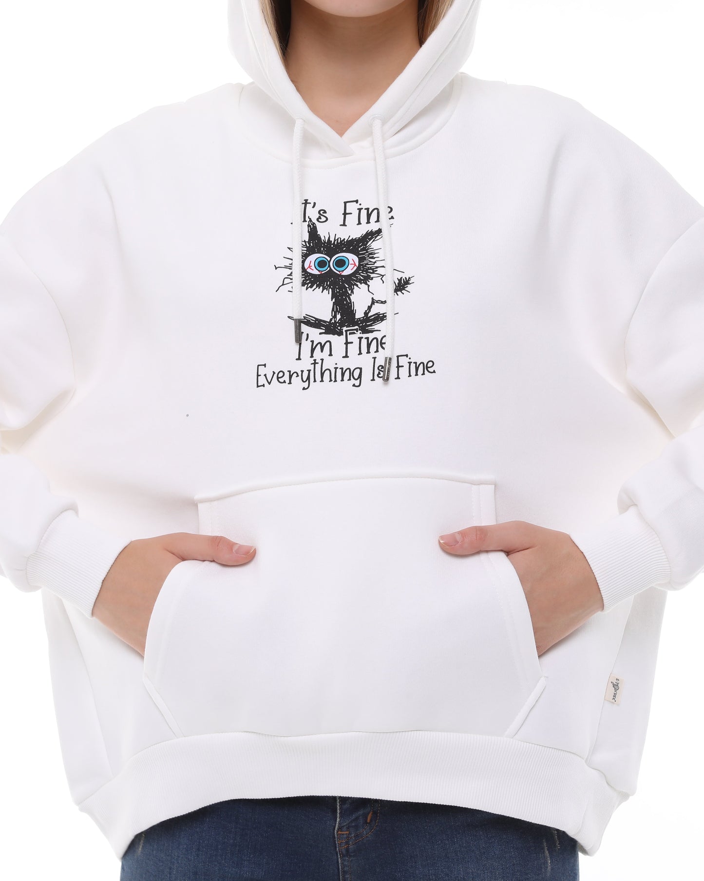 I'm Fine Everything Fine  Print Fleece  Cotton Women Long Sleeve  Hoodie
