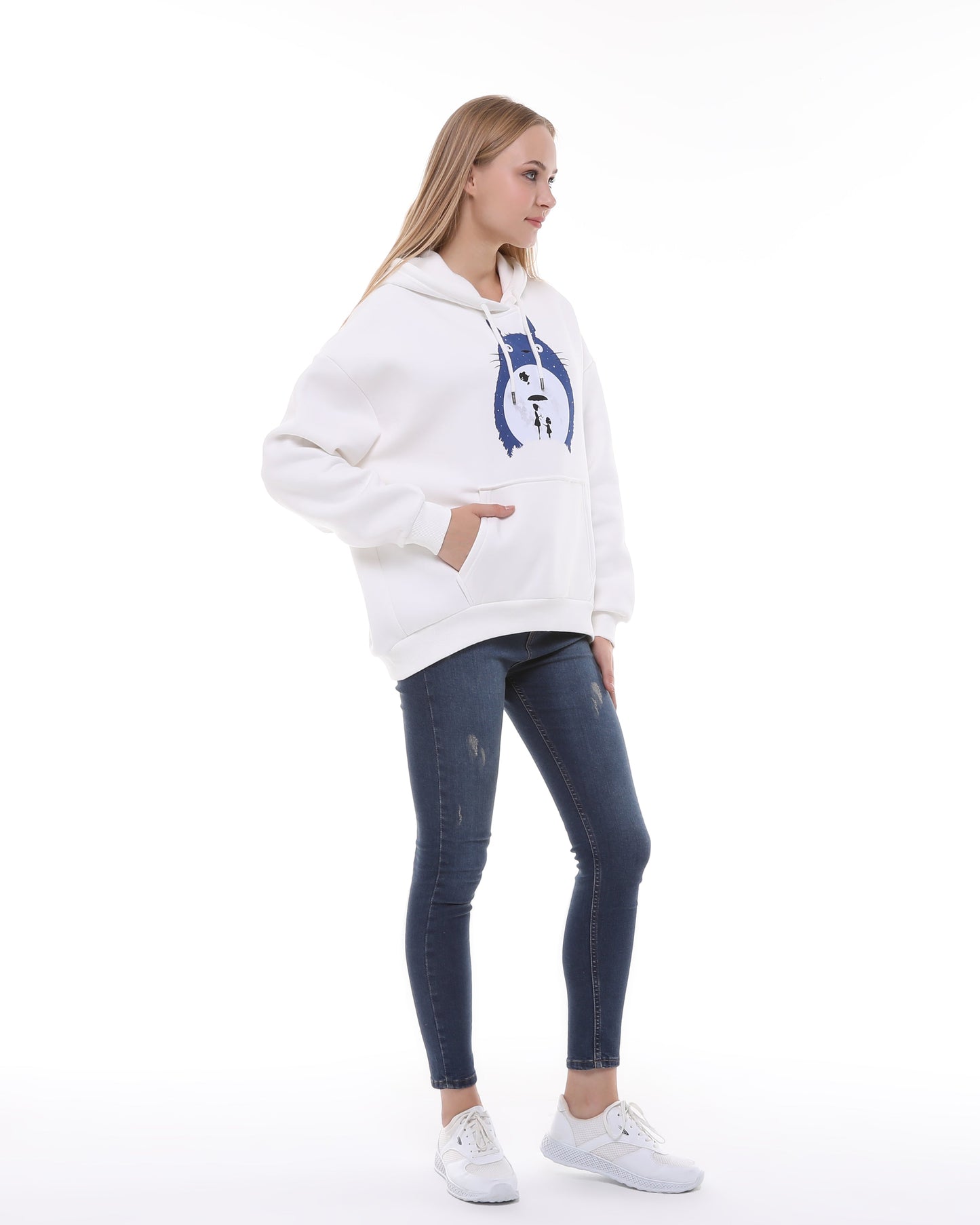 Toto  Print Fleece Cotton Women Long Sleeve  Hoodie