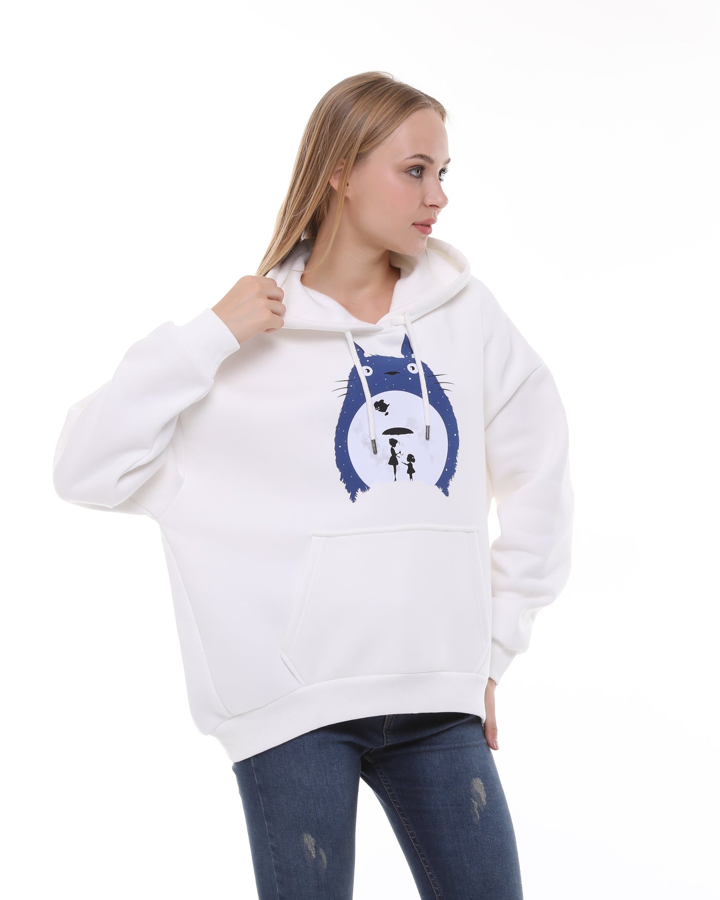 Toto  Print Fleece Cotton Women Long Sleeve  Hoodie