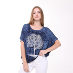 Shiny Sparkly Tree of Life Ballon Cut  Tie Die Top