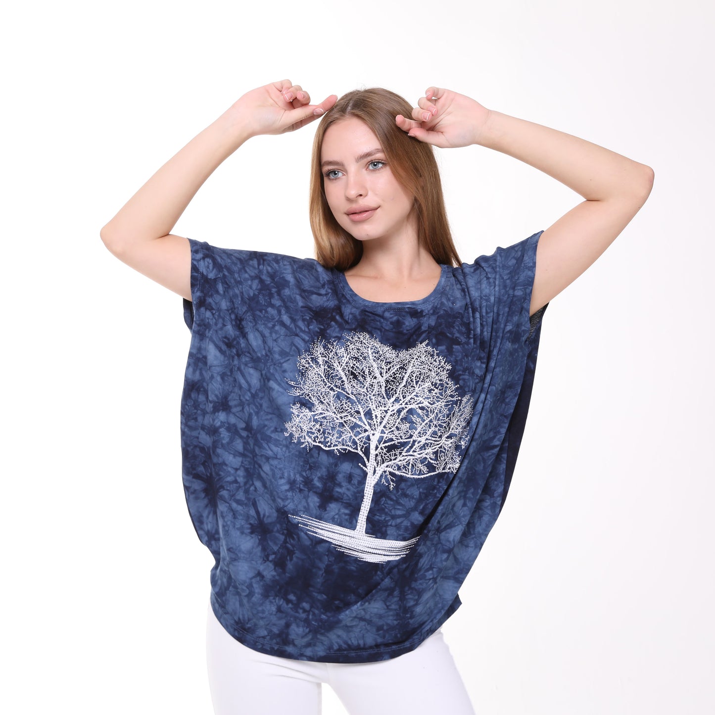 Shiny Sparkly Tree of Life Ballon Cut  Tie Die Top