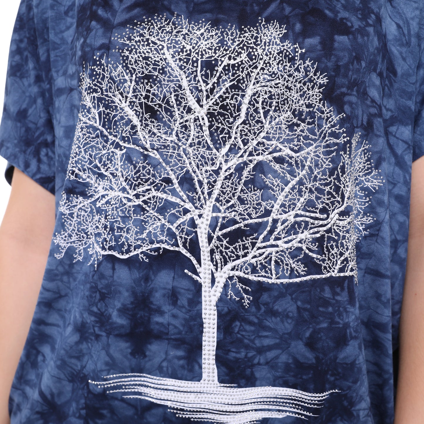 Shiny Sparkly Tree of Life Ballon Cut  Tie Die Top