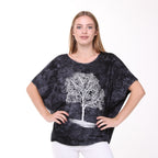 Shiny Sparkly Tree of Life Ballon Cut  Tie Die Top