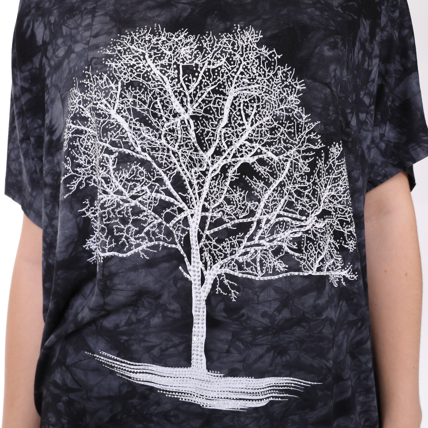 Shiny Sparkly Tree of Life Ballon Cut  Tie Die Top
