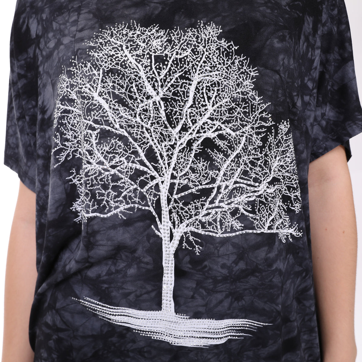 Shiny Sparkly Tree of Life Ballon Cut  Tie Die Top