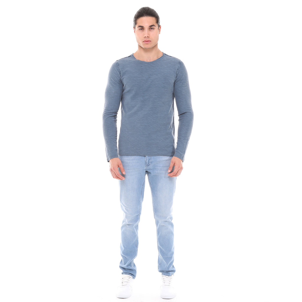 Stone Washed Cotton Men Long Sleeve Top