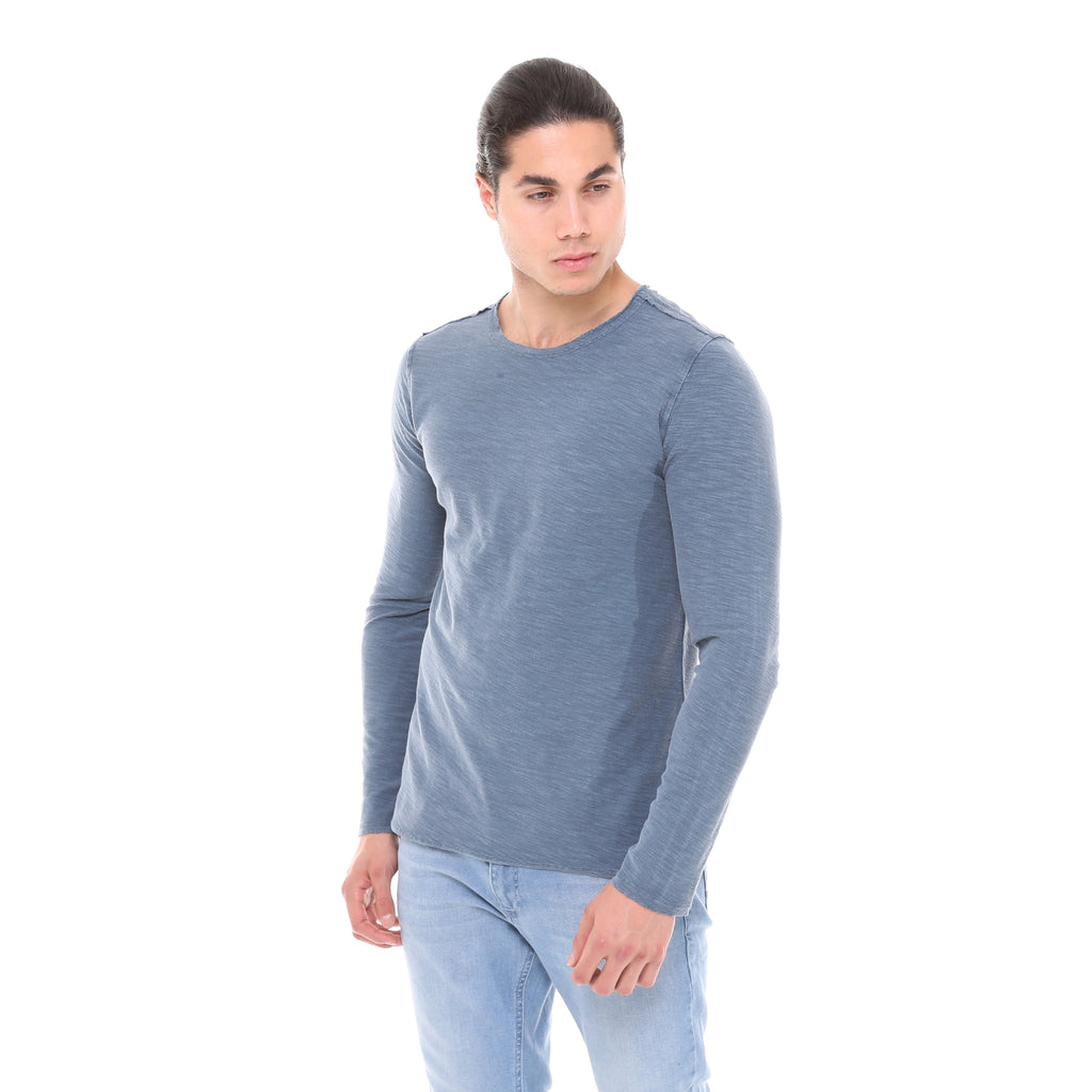 Stone Washed Cotton Men Long Sleeve Top