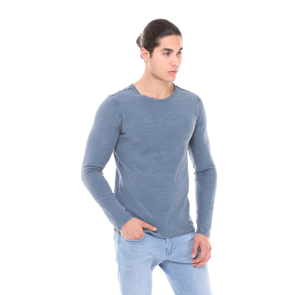 Stone Washed Cotton Men Long Sleeve Top