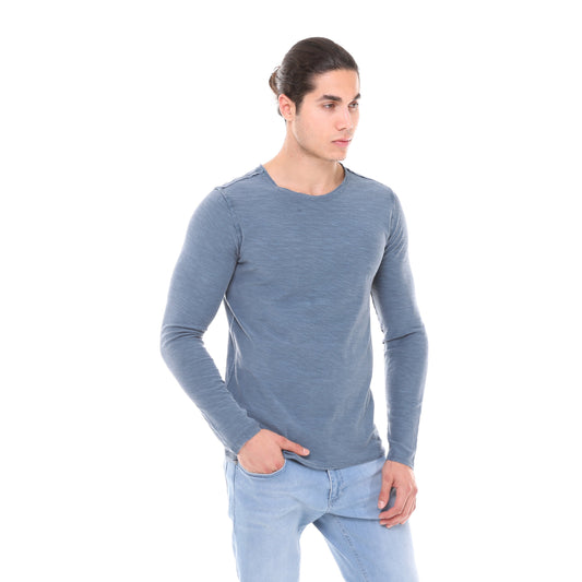 Stone Washed Cotton Men Long Sleeve Top