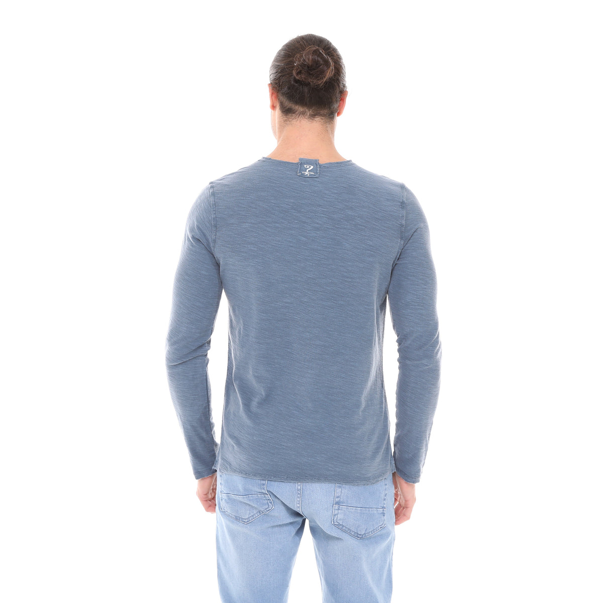 Stone Washed Cotton Men Long Sleeve Top