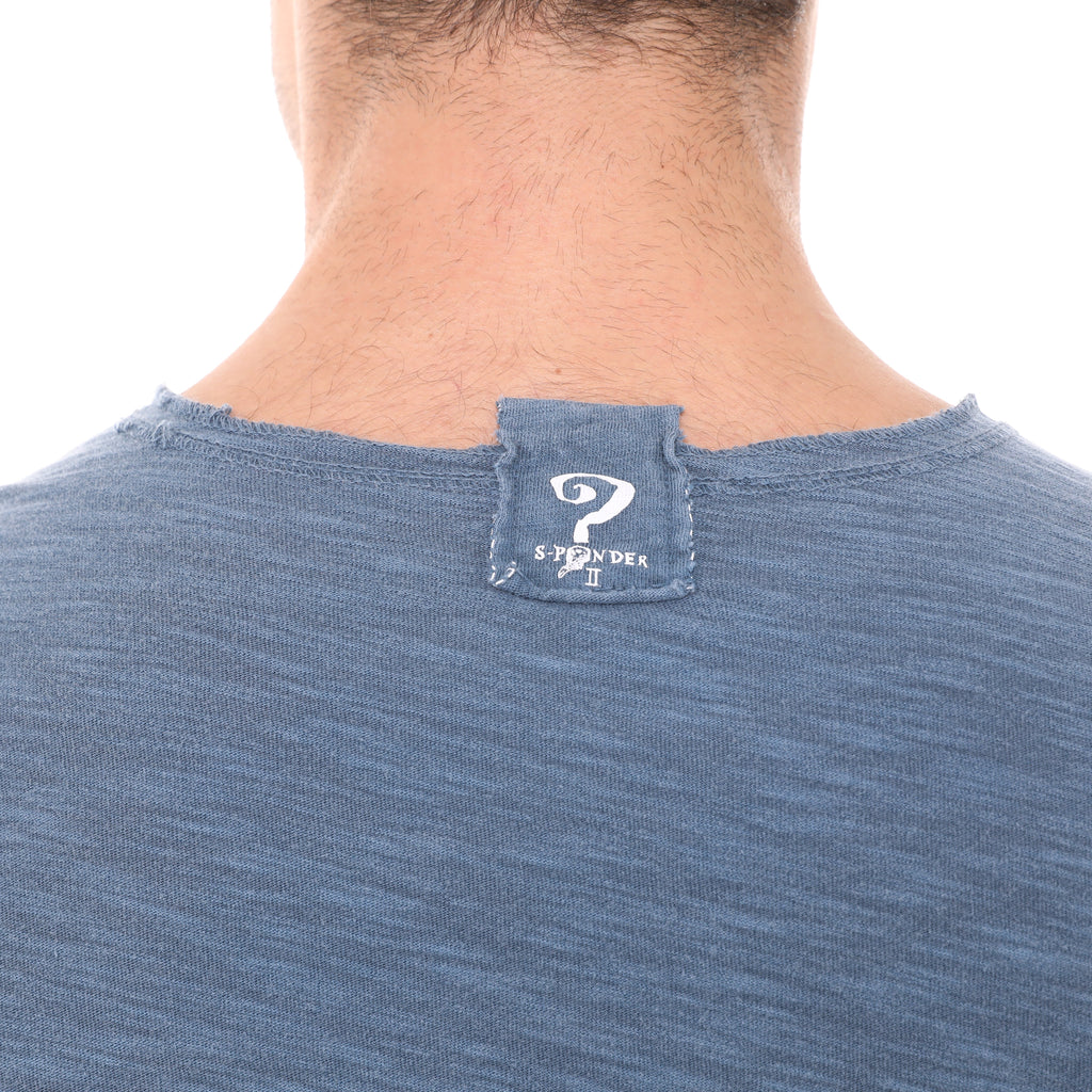 Stone Washed Cotton Men Long Sleeve Top