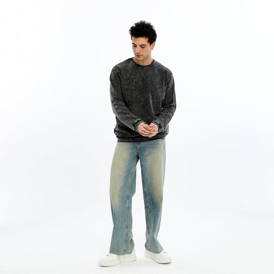 Anthracite Stone Washed STONE STAR PLAIN Cotton Men's Sweatshirt