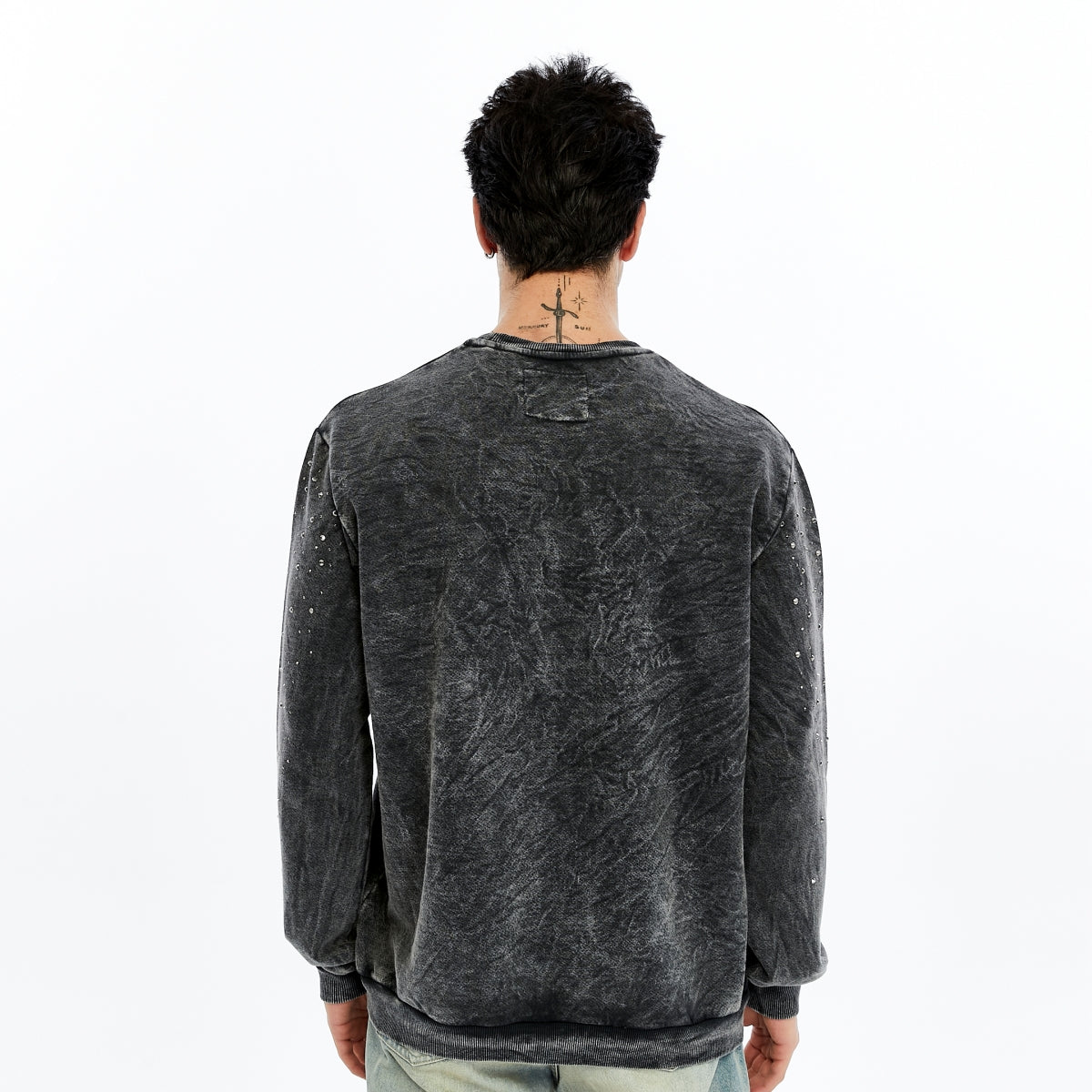Anthracite Stone Washed STONE STAR PLAIN Cotton Men's Sweatshirt