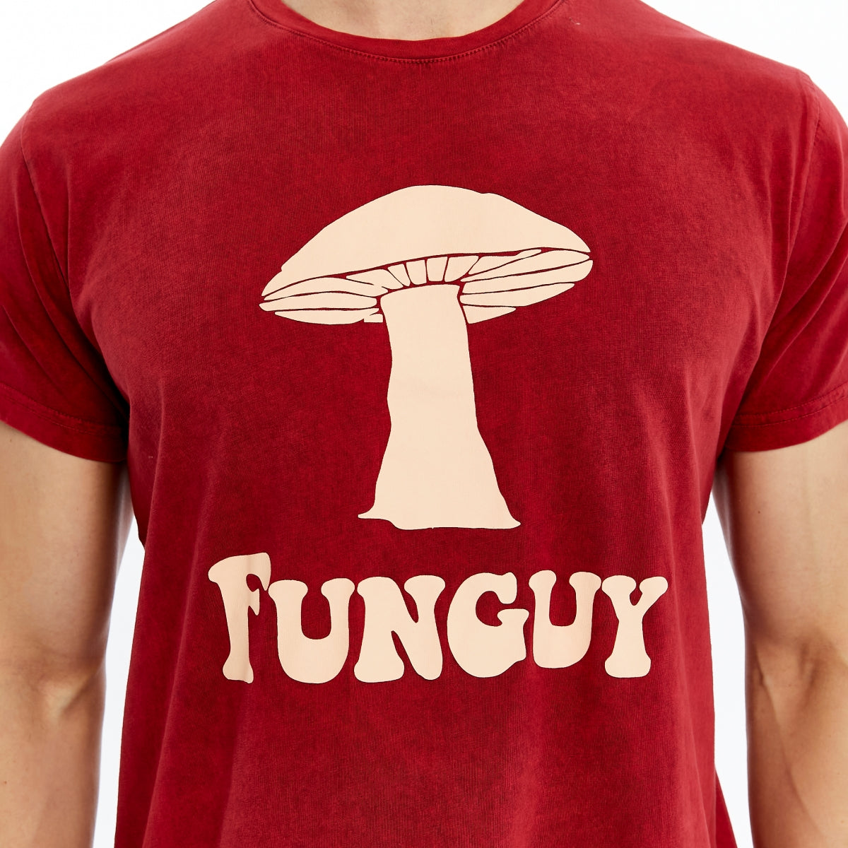 Stone Washed FUNGUY MUSHROOM  Printed Cotton  T-shirt