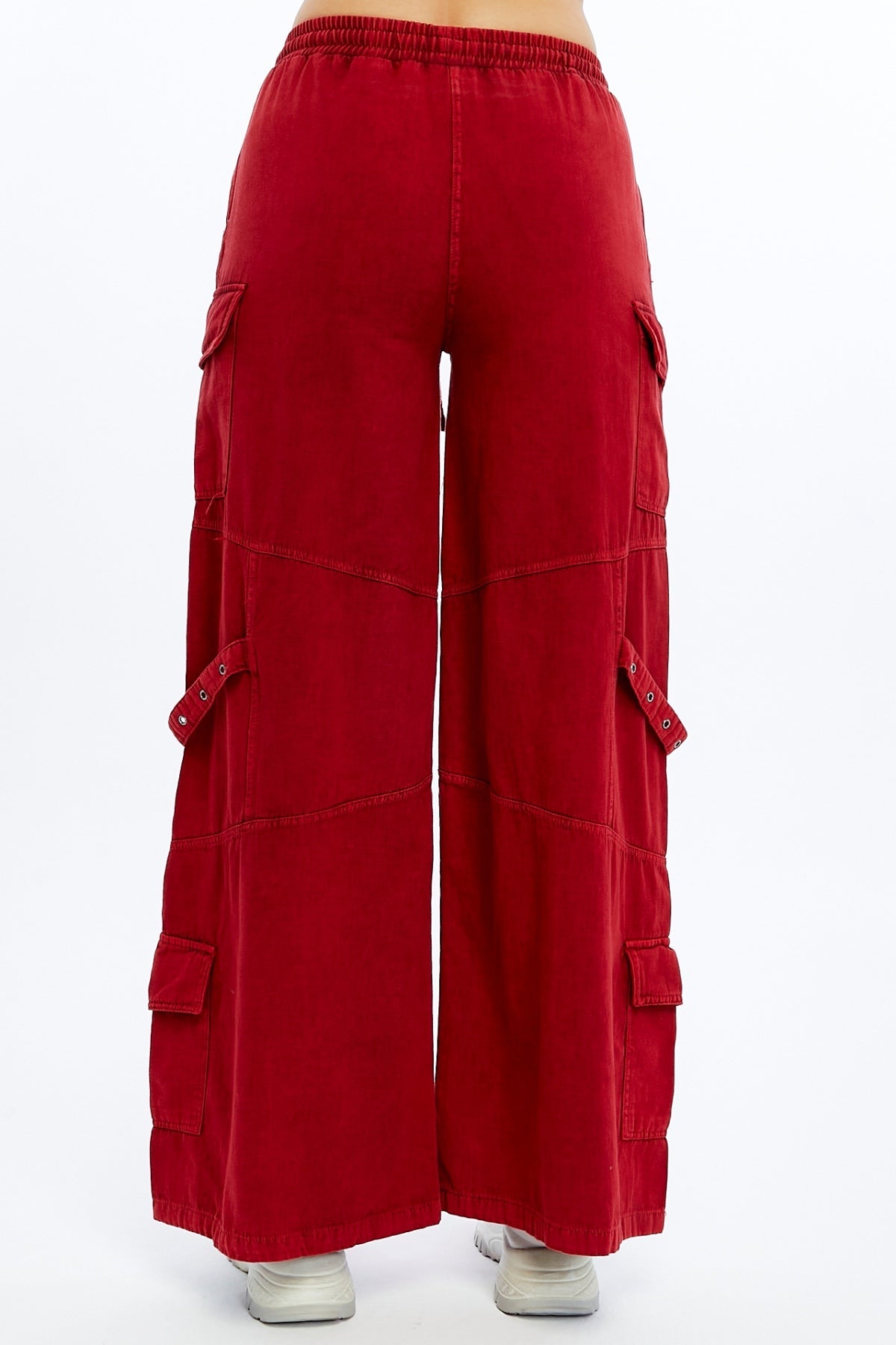 High Waist Flare Legs   Women Stone Washed Cotton Trouser
