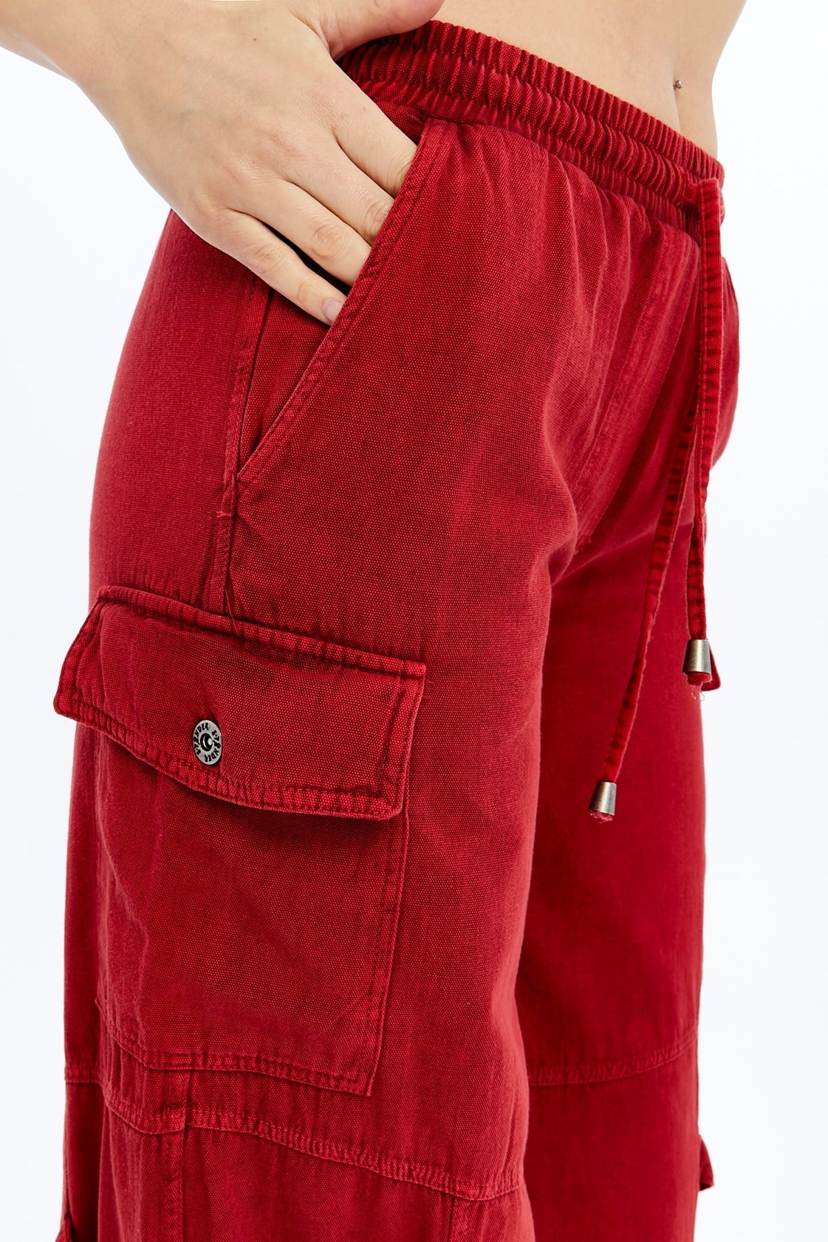 High Waist Flare Legs   Women Stone Washed Cotton Trouser