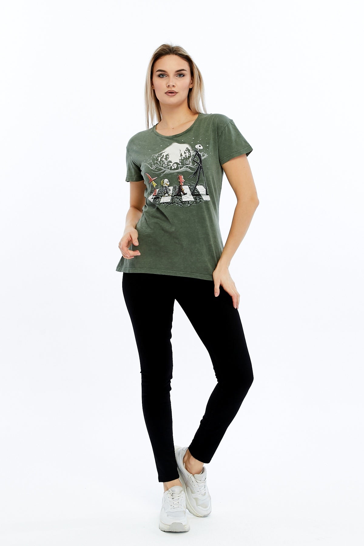 Acid Washed Night Before Christmas Printed Cotton Women T-shirt