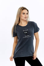 Acid Washed It's Fine I'M Fine Everything Is Fine Printed Cotton Women T-shirt