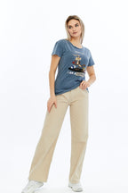 Acid Washed Trust Me I'M Genius  Printed Cotton Women T-shirt