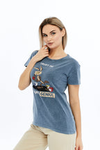 Acid Washed Trust Me I'M Genius  Printed Cotton Women T-shirt