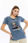 Acid Washed Trust Me I'M Genius  Printed Cotton Women T-shirt