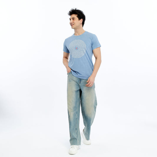 Stone Washed Effect   PI OF  INTERESTING NUMBER  Printed Cotton  T-shirt