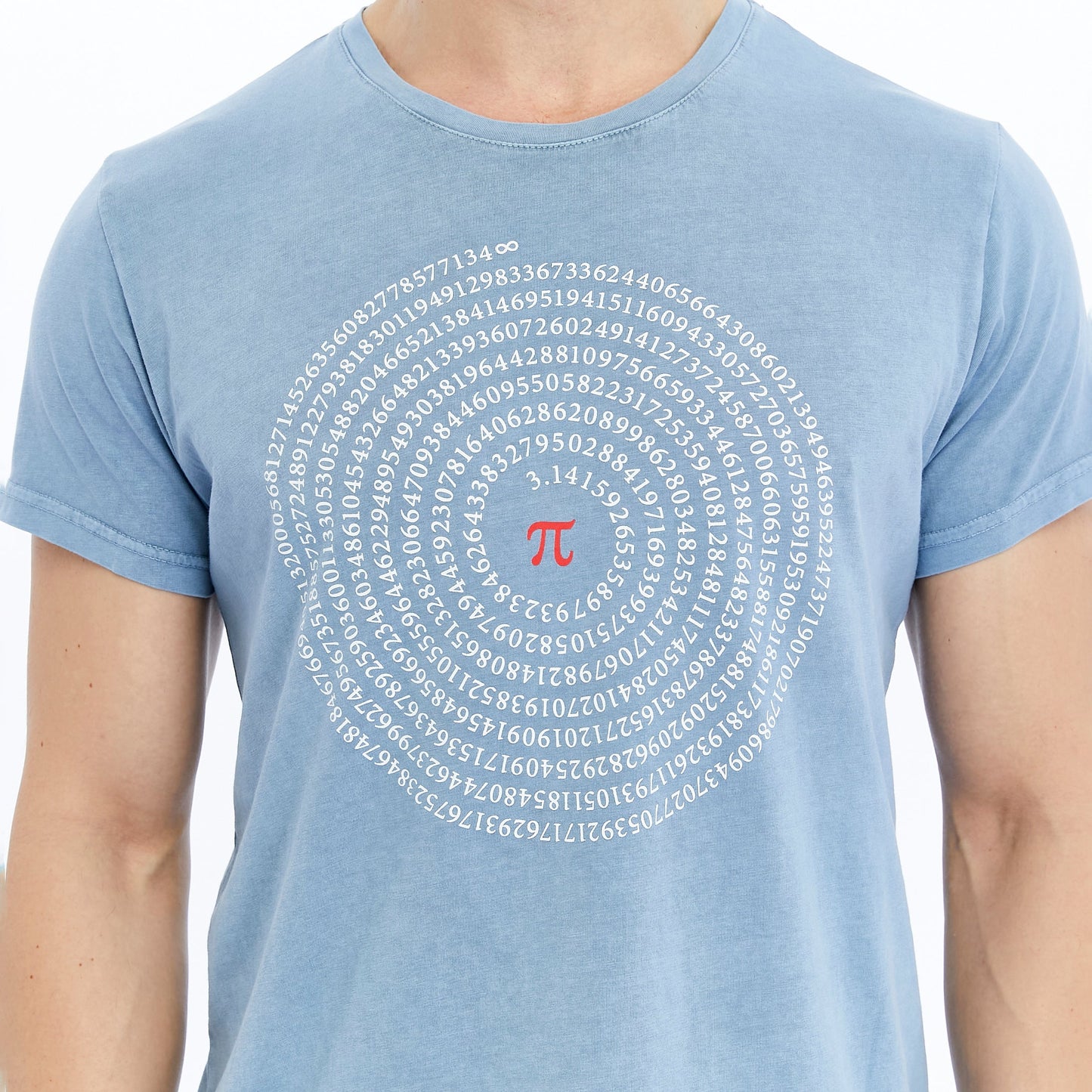 Stone Washed Effect   PI OF  INTERESTING NUMBER  Printed Cotton  T-shirt