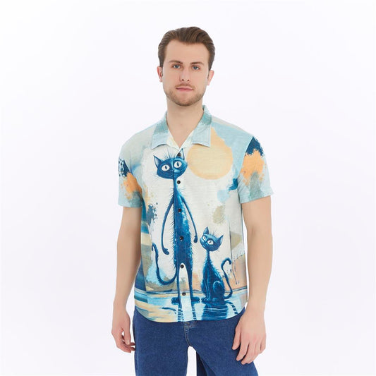 PLAYFULLY CAT Patterned Print Men's Regular Shirt