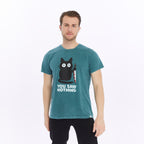 Acid Washed  YOU SAW NOTHING CAT  Printed Cotton  T-shirt