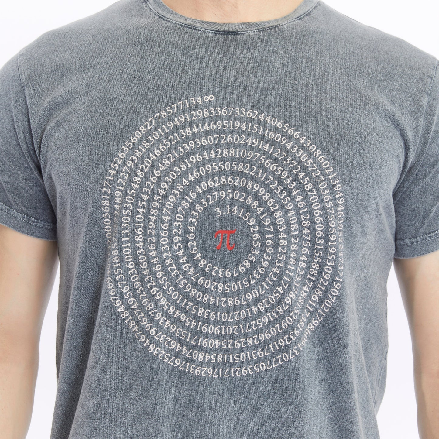 Stone Washed Effect   PI OF  INTERESTING NUMBER  Printed Cotton  T-shirt