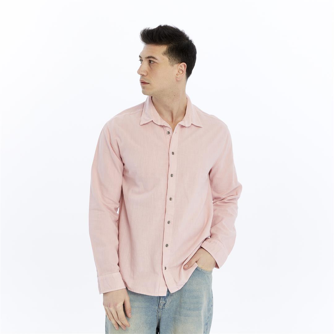 Stone Washed  Plain Long Sleeve Men's Shirt