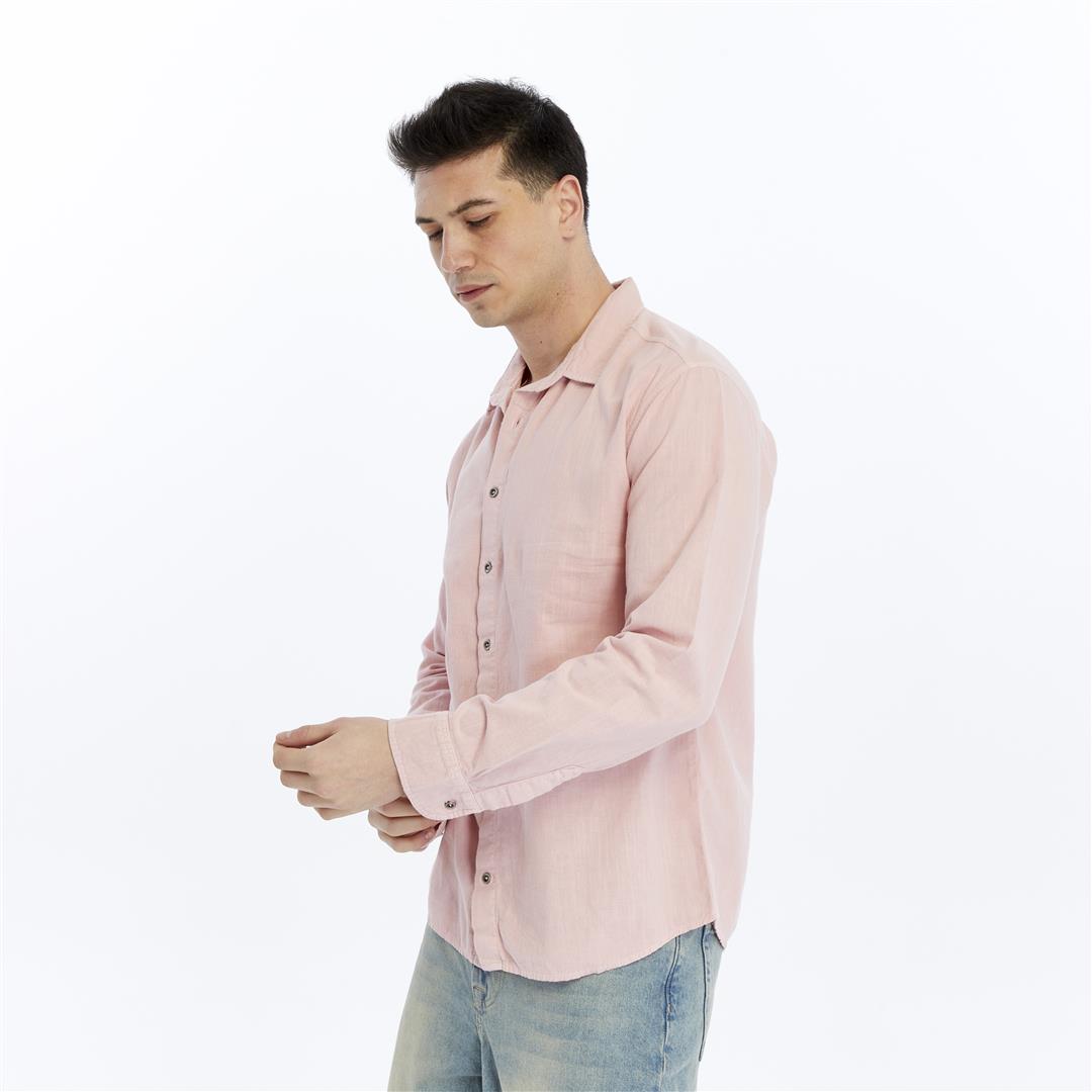 Stone Washed  Plain Long Sleeve Men's Shirt