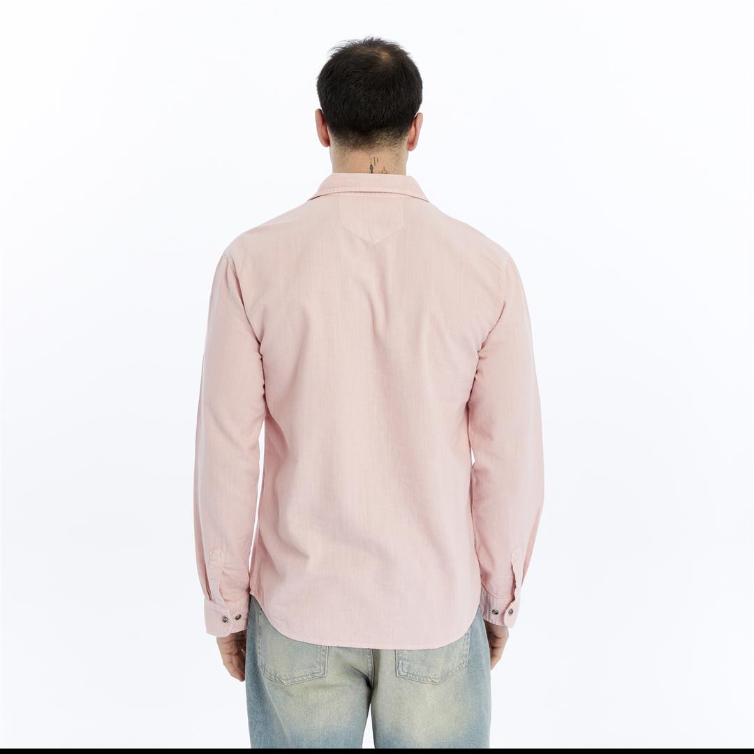 Stone Washed  Plain Long Sleeve Men's Shirt
