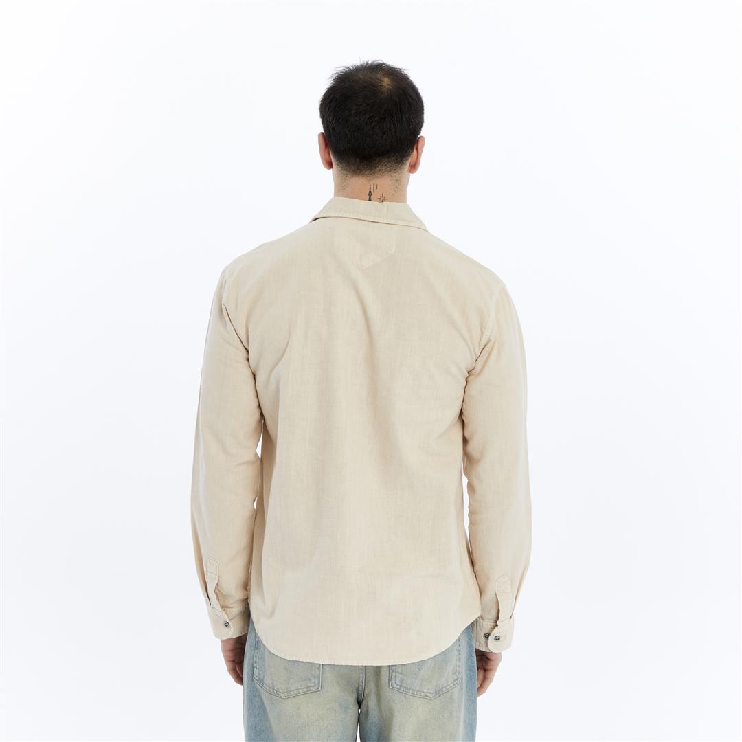 Stone Washed  Plain Long Sleeve Men's Shirt