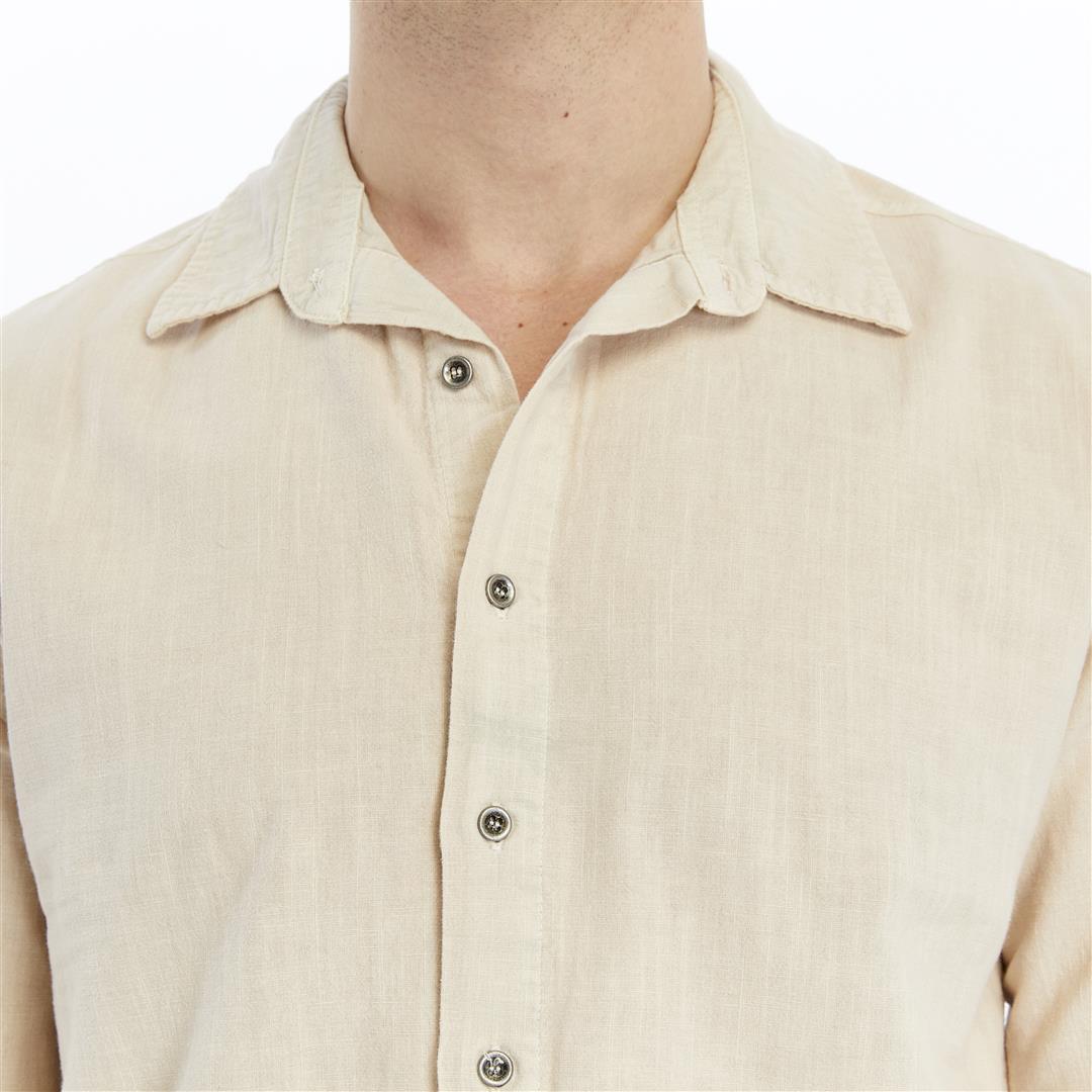 Stone Washed  Plain Long Sleeve Men's Shirt