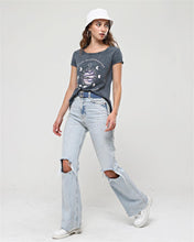 Load image into Gallery viewer, Anthracite Stone Washed I Allow Transformation Printed Cotton Women Scoop Neck T-shirt
