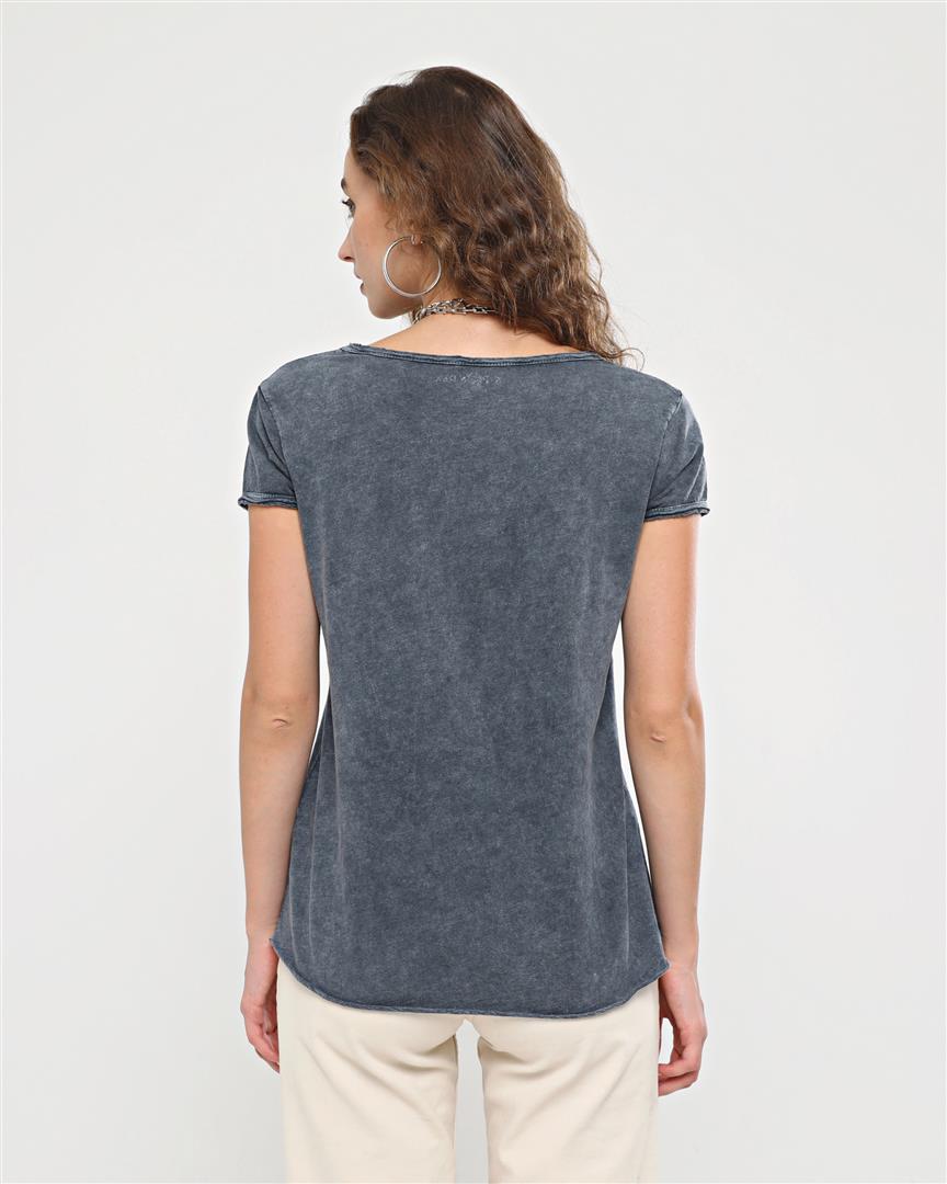 Anthracite Stone Wahed Unique Hawkins High Skool Printed Cotton Women Scoop Neck T-shirt