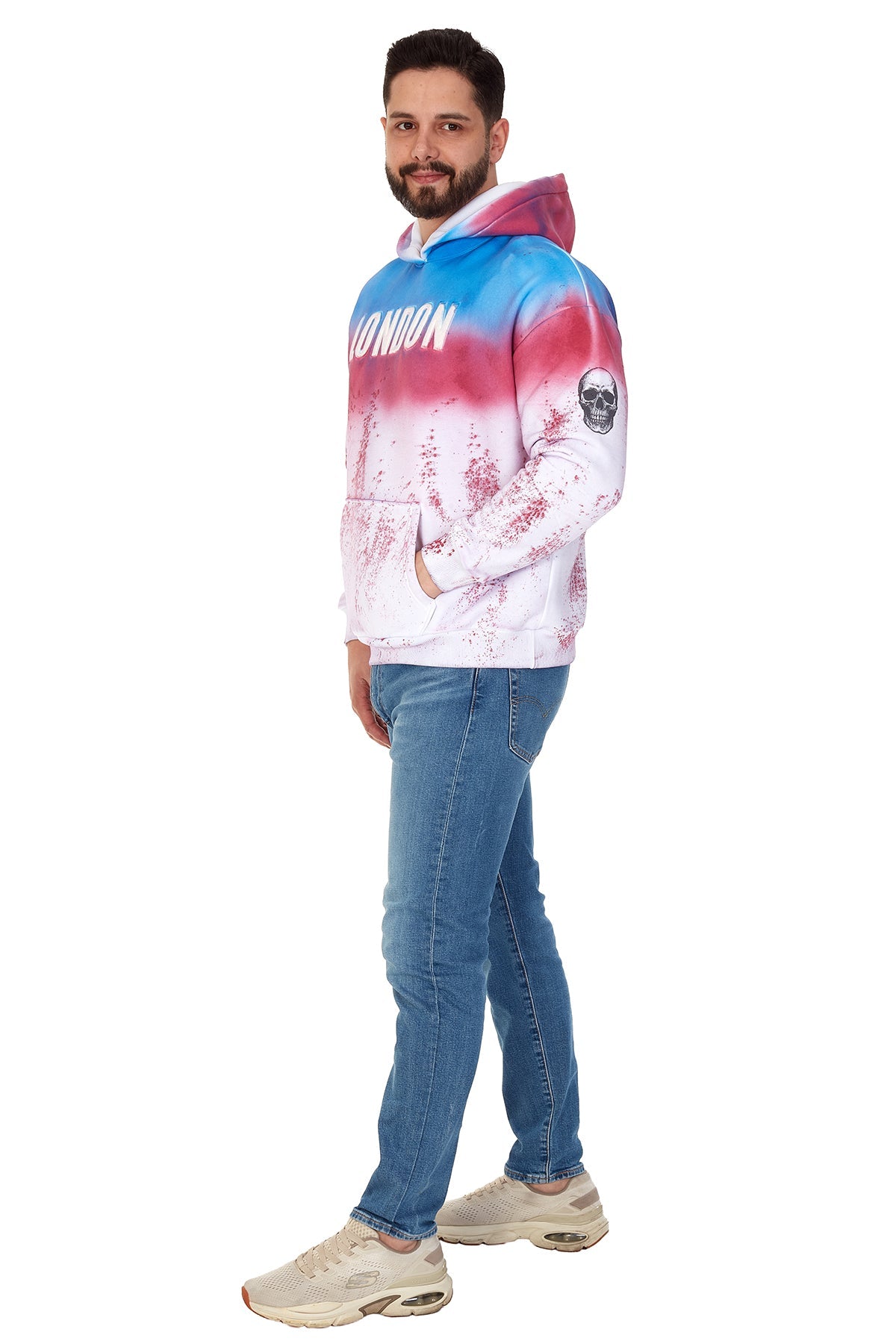 Fleece  SPLASH COLORED LONDON  Men's Cotton Hoodie