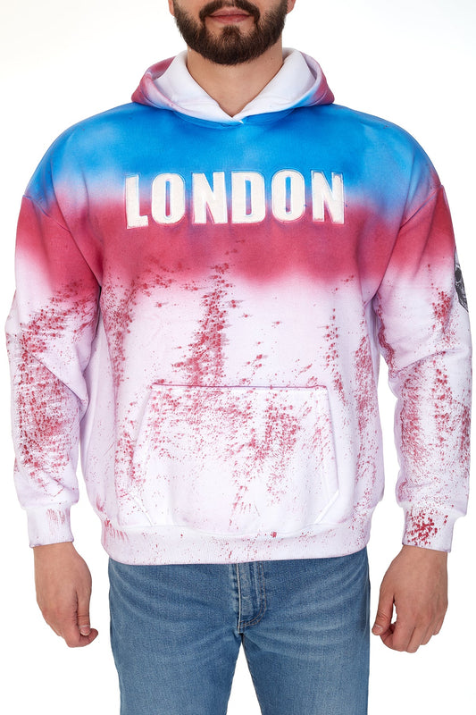 Fleece  SPLASH COLORED LONDON  Men's Cotton Hoodie