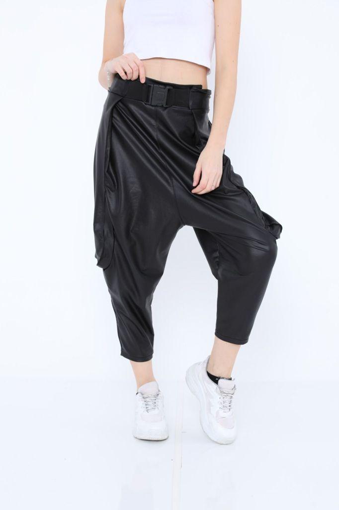 Black Satin Harem Women Trousers