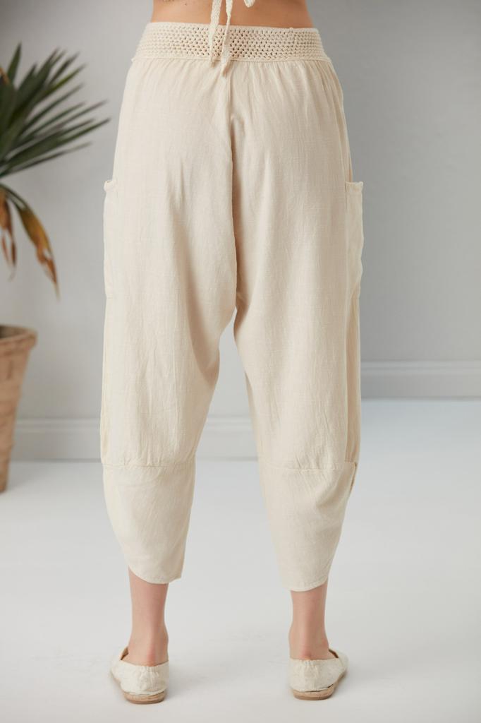 Adjustable Waist Tapered cut Women Cotton Trousers