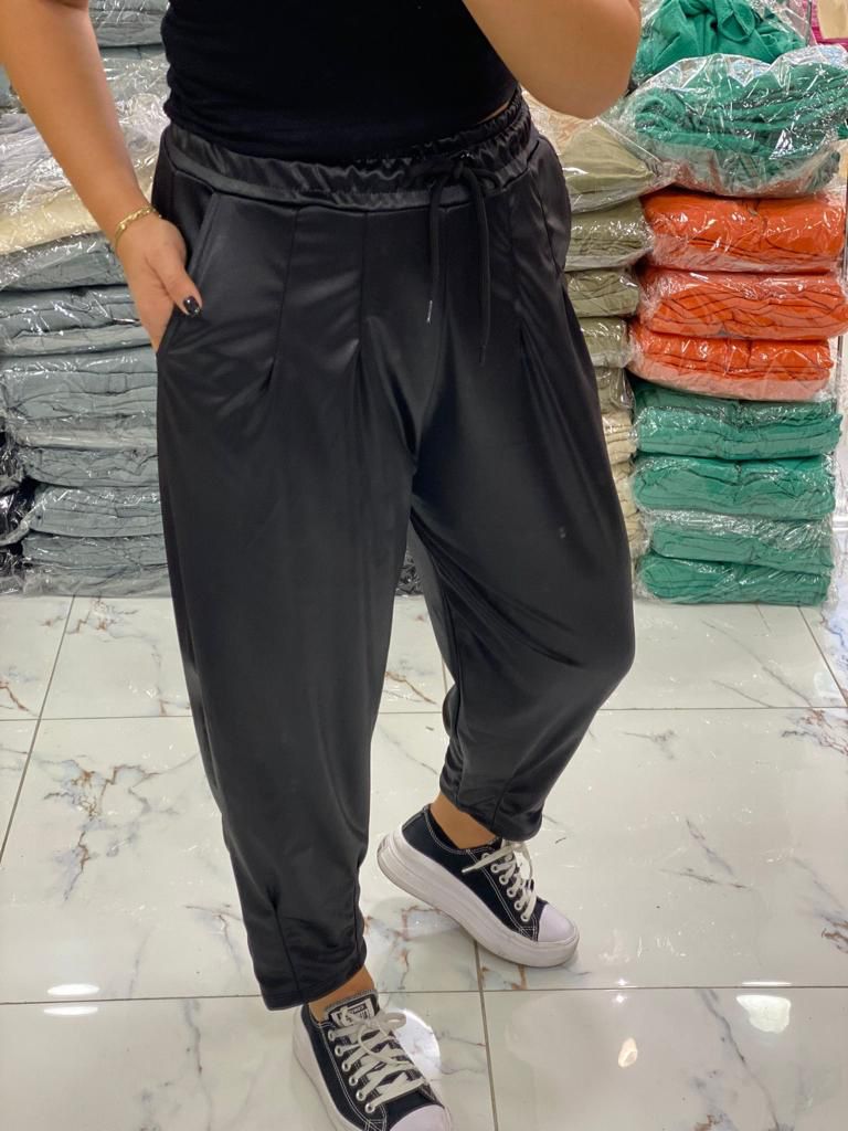 Satin Drawstrings Cropped  Cotton Women Jogger