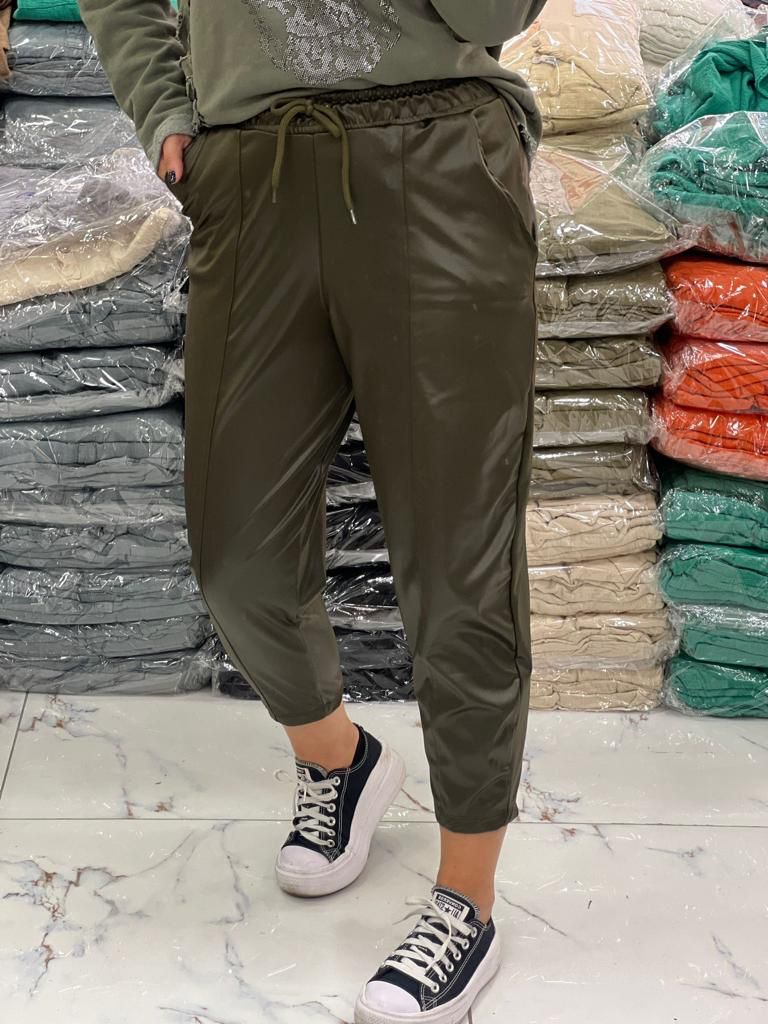 Satin Drawstrings Cropped  Cotton Women Jogger