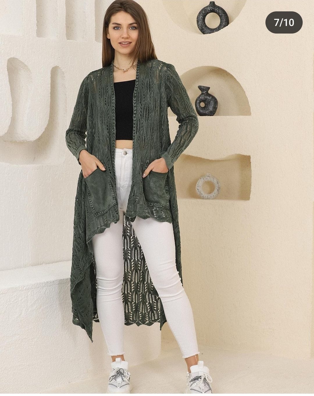 New Waterfall  Detail Long  Women Cardigan