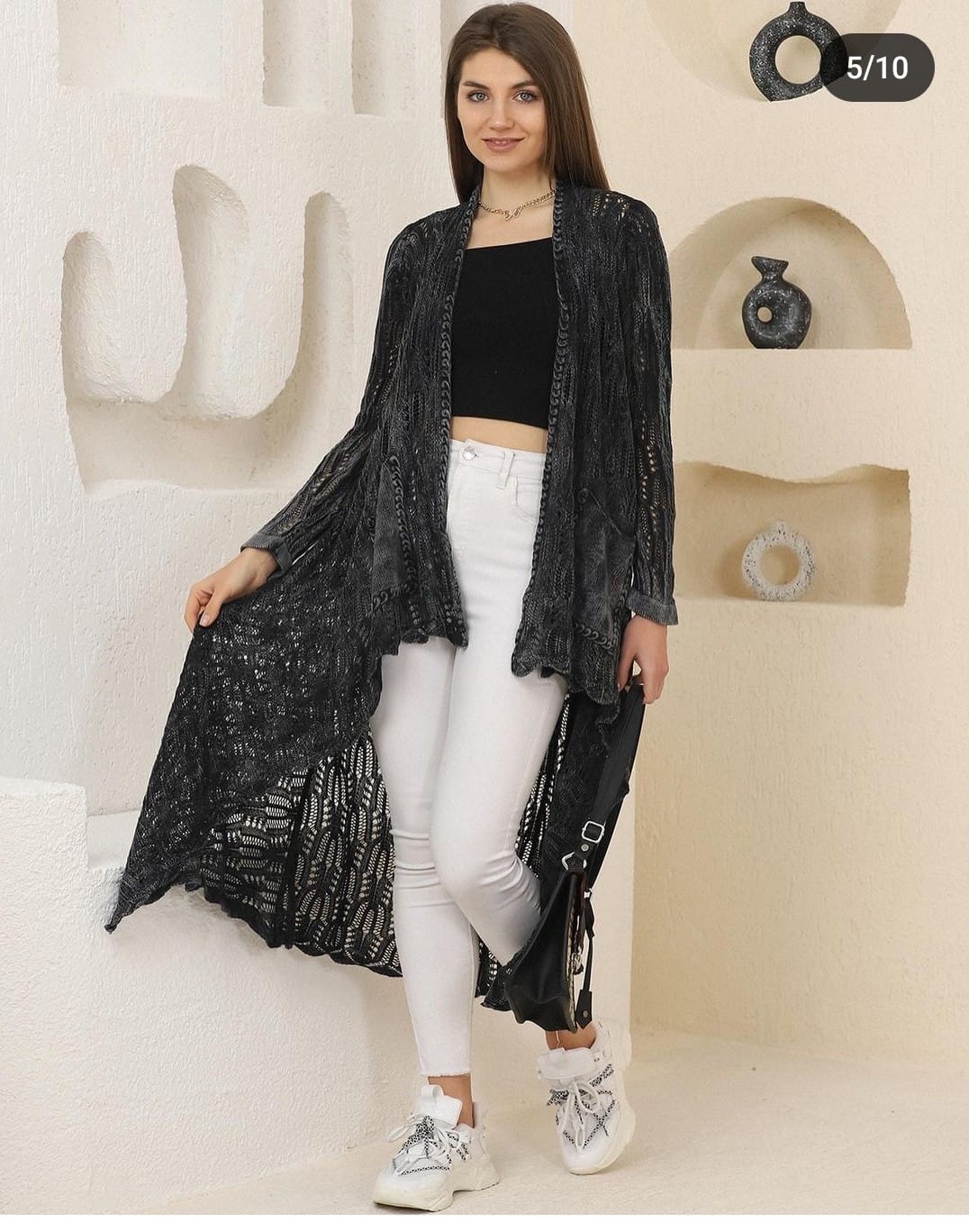 New Waterfall  Detail Long  Women Cardigan