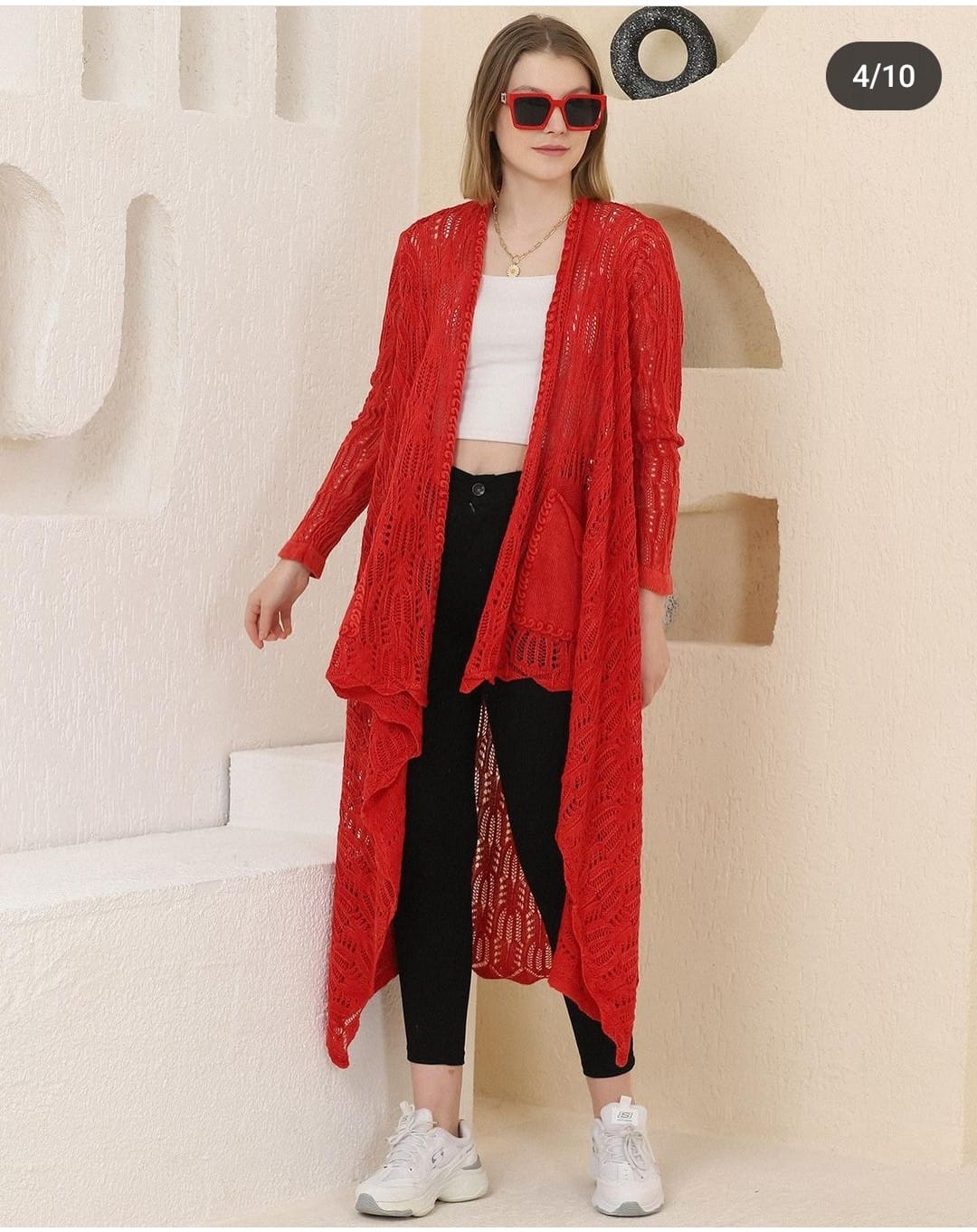 New Waterfall  Detail Long  Women Cardigan