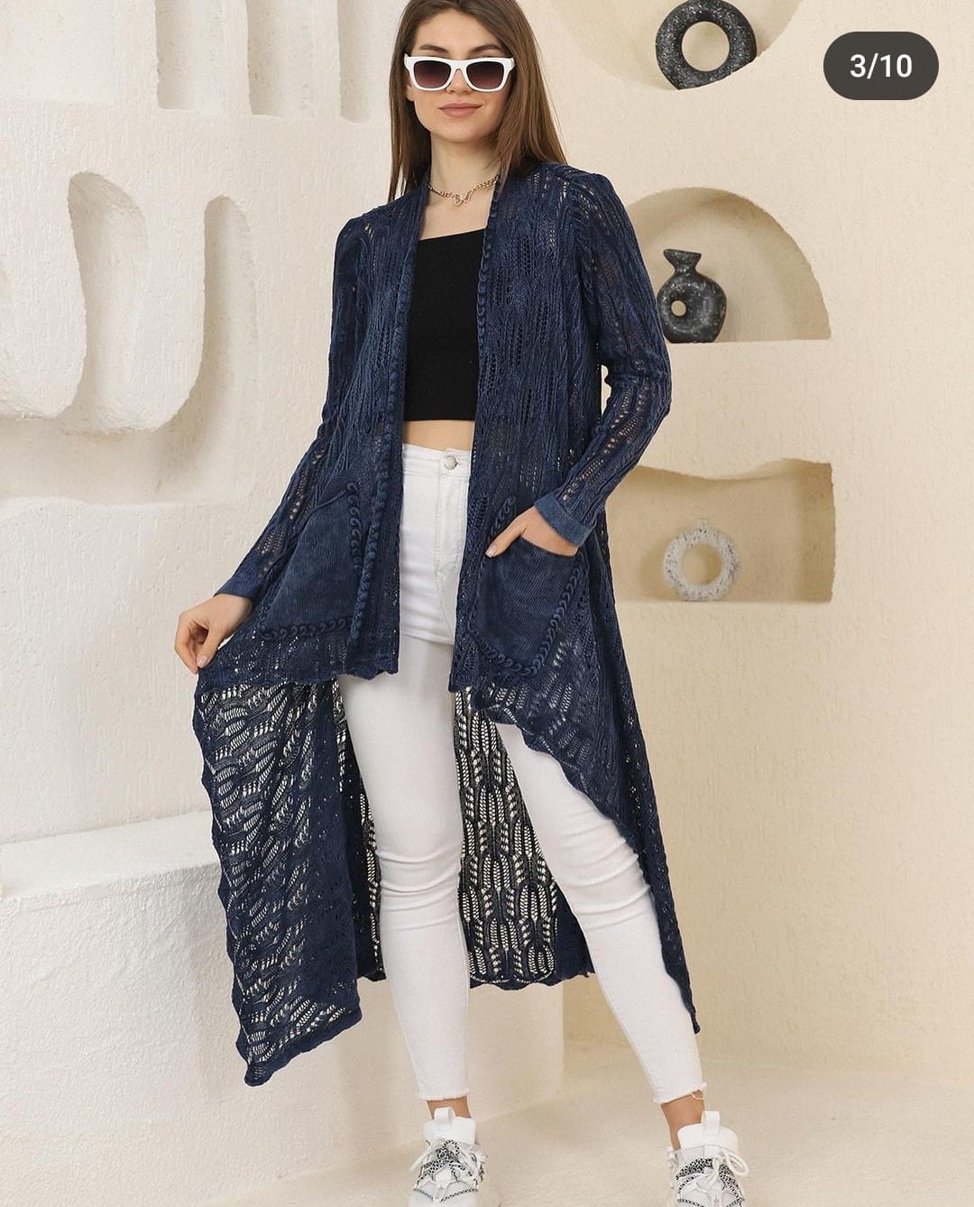 New Waterfall  Detail Long  Women Cardigan