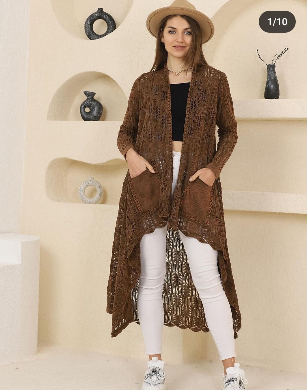 New Waterfall  Detail Long  Women Cardigan