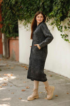 Acid Washed  Women Hoodie Cotton  Cardigan